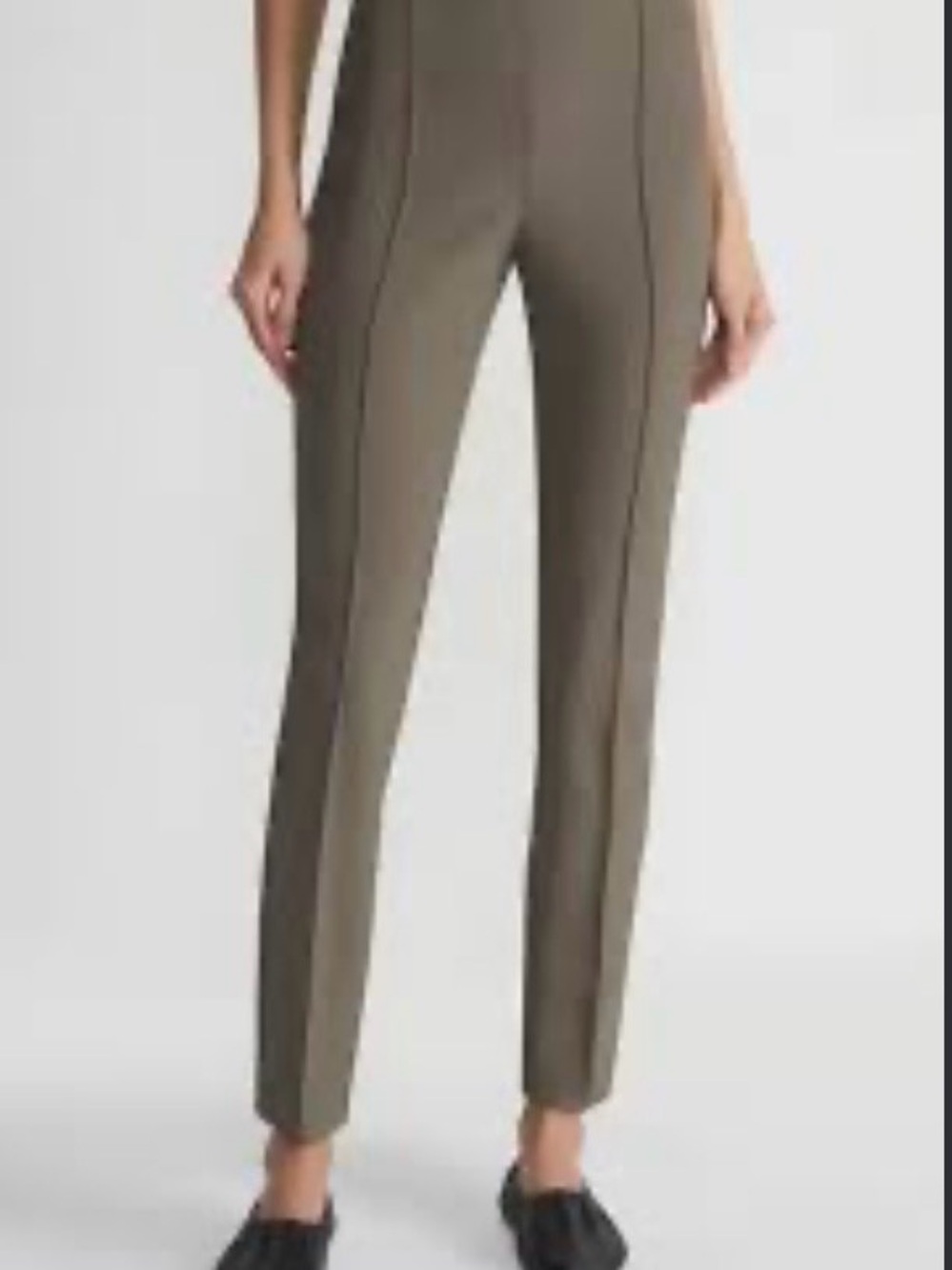 Lafayette 148 New York Slim Straight Pants in Olive Green